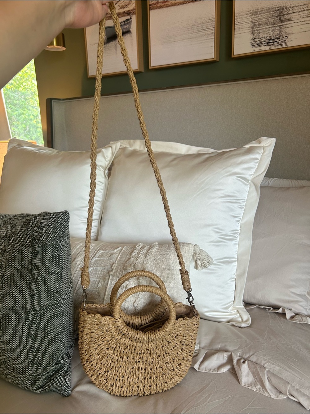 Woven Straw Crossbody Small Purse in Natural - Picture 10 of 10
